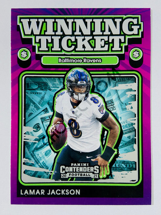 Lamar Jackson – Baltimore Ravens 2021 Panini Contenders Winning Ticket #WT-LJA