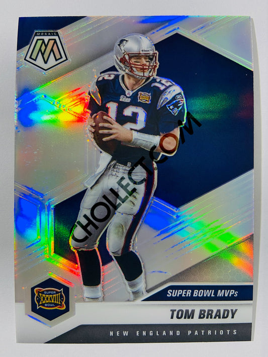 Tom Brady – New England Patriots 2021 Panini Mosaic Super Bowl MVPs Silver Prizm Parallel #282