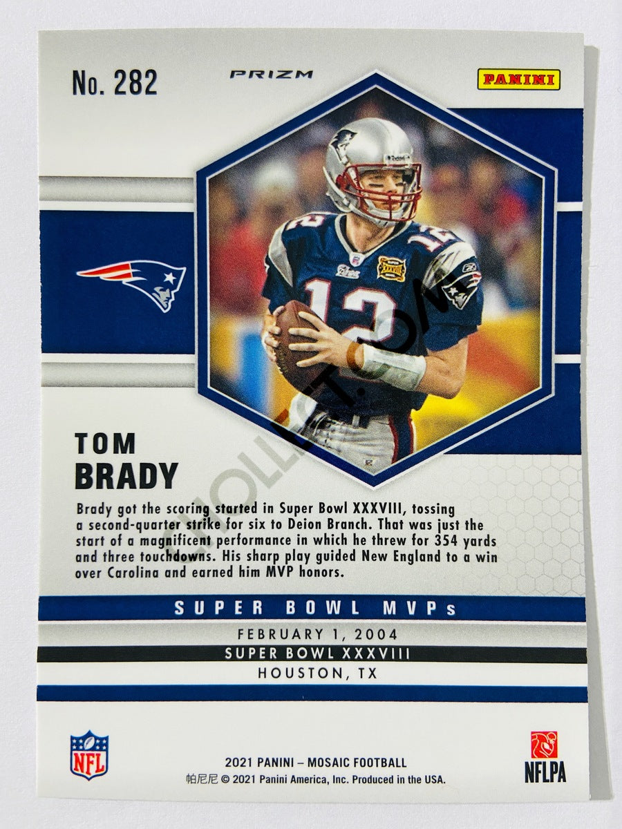 Tom Brady – New England Patriots 2021 Panini Mosaic Super Bowl MVPs Silver Prizm Parallel #282
