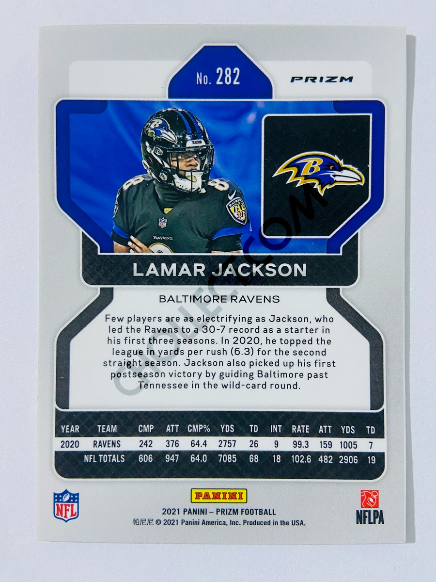 Lamar Jackson – Baltimore Ravens 2021 Panini Prizm Orange Disco Prizm Parallel #282