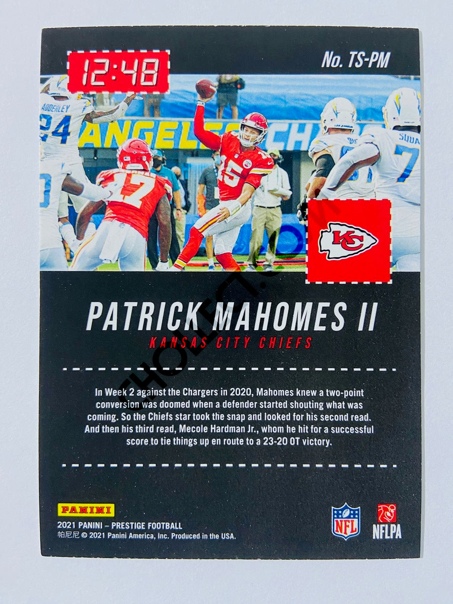 Patrick Mahomes II – Kansas City Chiefs 2021 Panini Prestige Time Stamped Insert #TS-PM