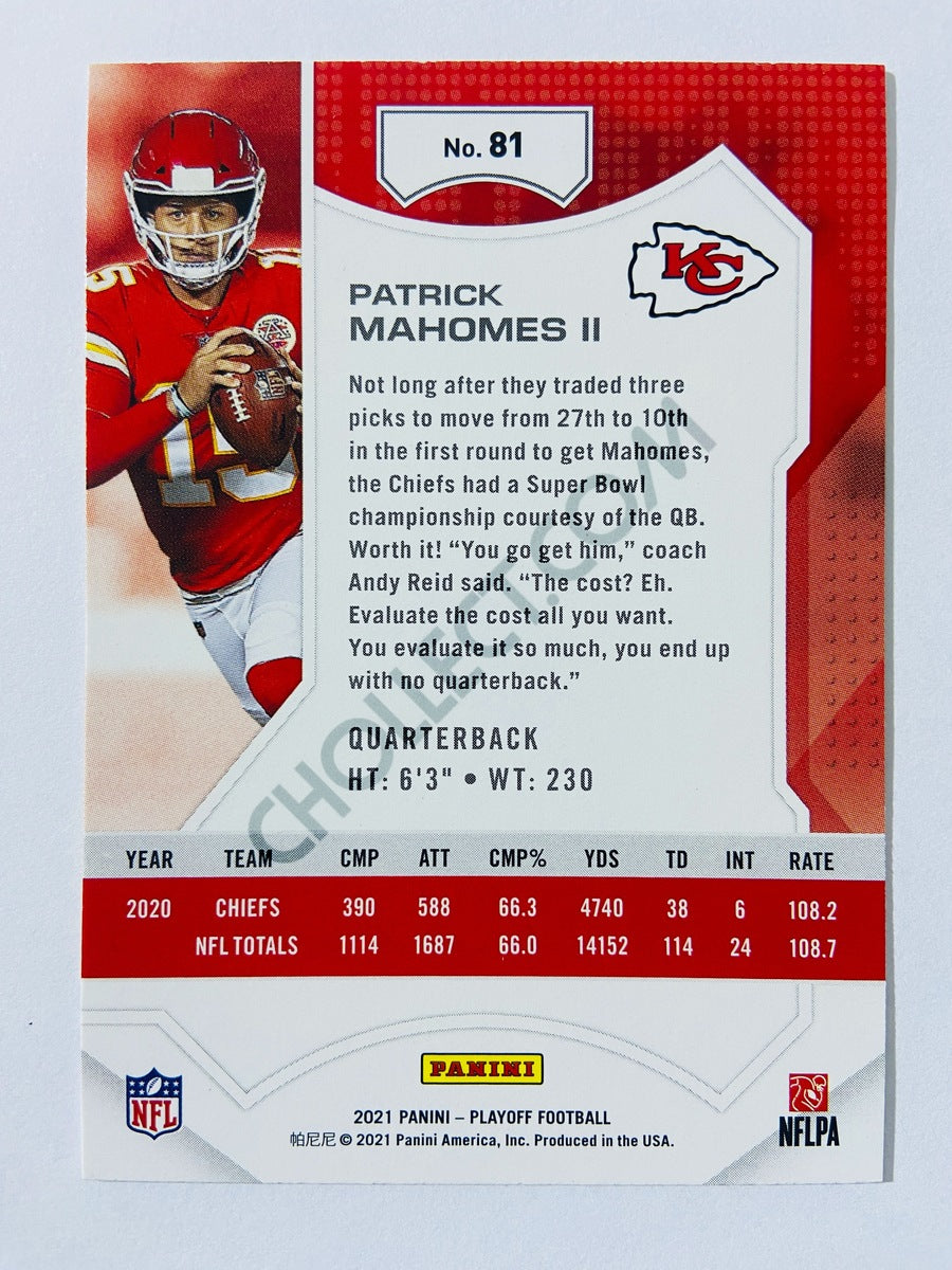 Patrick Mahomes II – Kansas City Chiefs 2021 Panini Playoff Goal Line Parallel #81