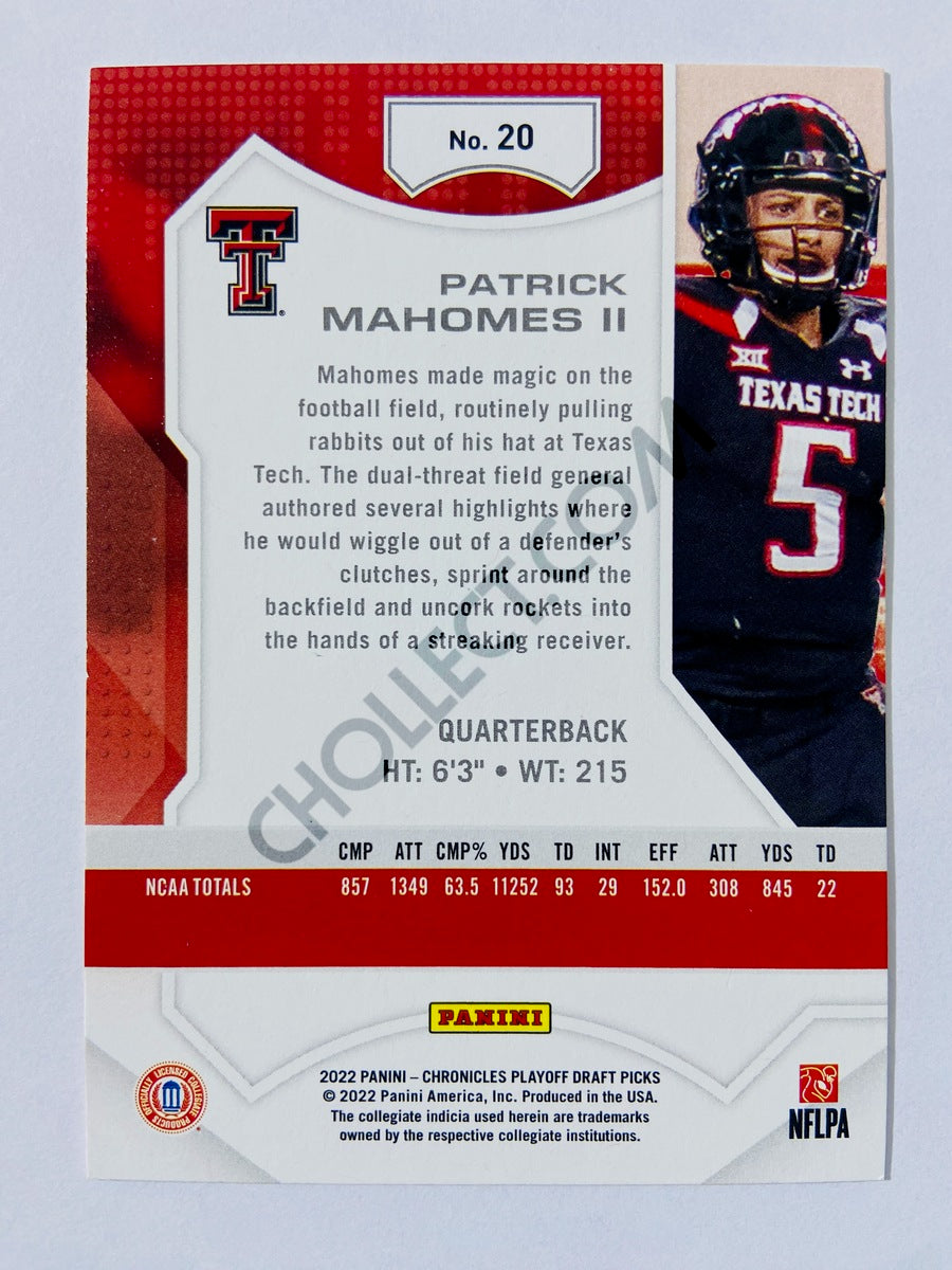 Patrick Mahomes II – Texas Tech 2022 Panini Chronicles Playoff Draft Picks #20