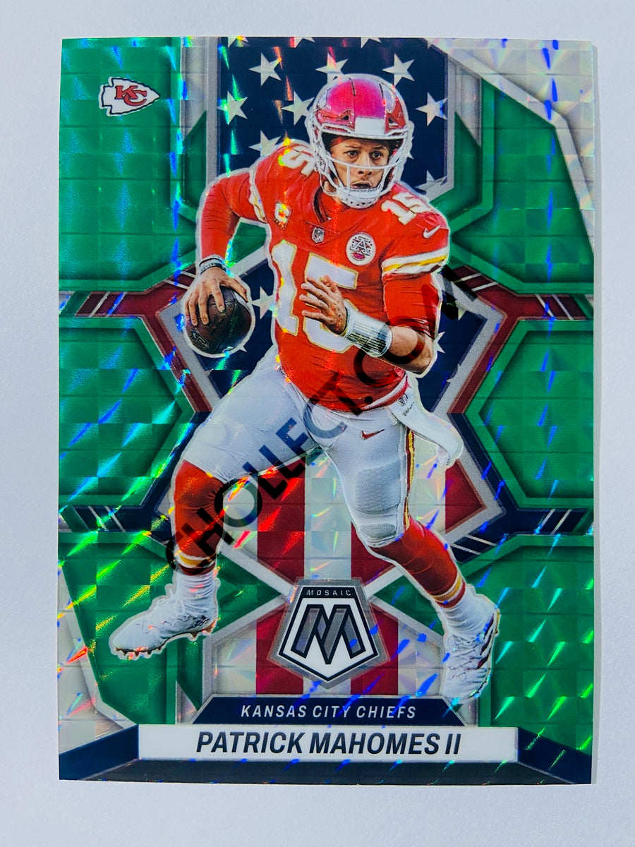 Patrick Mahomes II – Kansas City Chiefs 2022 Panini Mosaic National Pride Green Mosaic Parallel #256