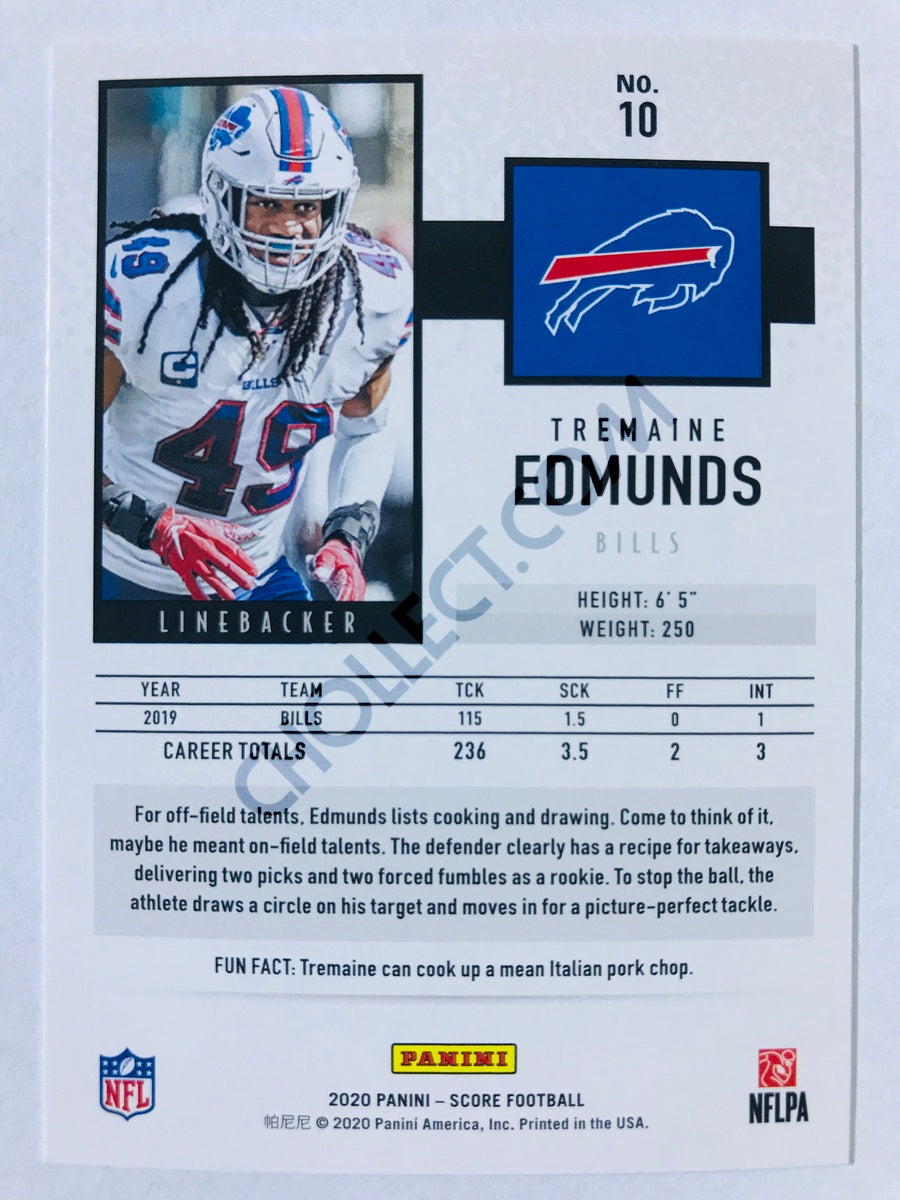 Tremaine Edmunds - Buffalo Bills 2020 Panini Score #10