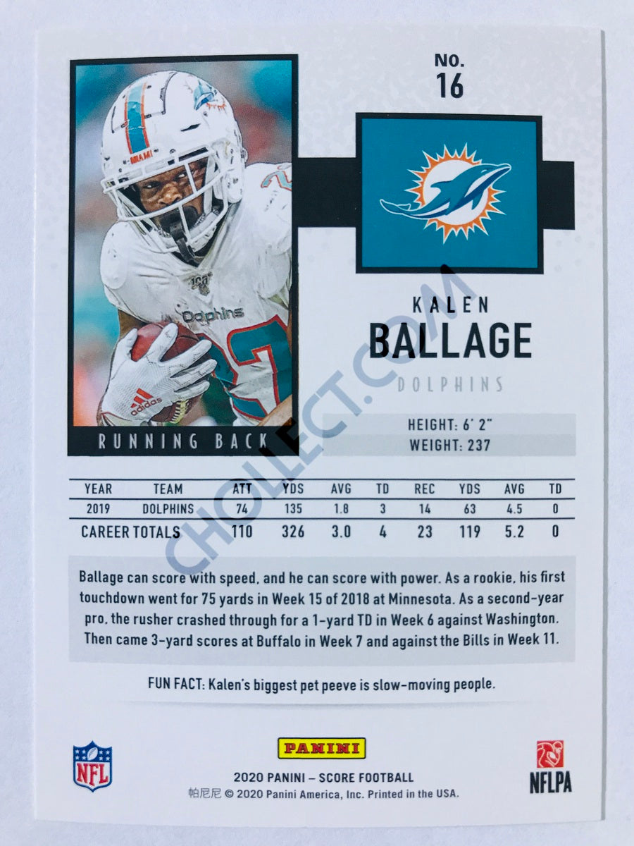 Kalen Ballage - Miami Dolphins 2020 Panini Score #16