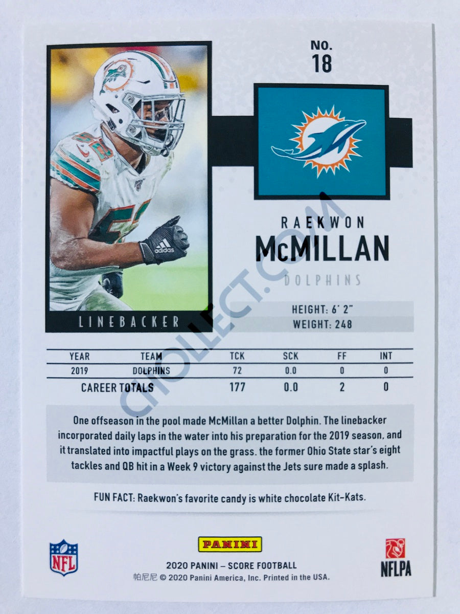 Raekwon McMillan - Miami Dolphins 2020 Panini Score #18