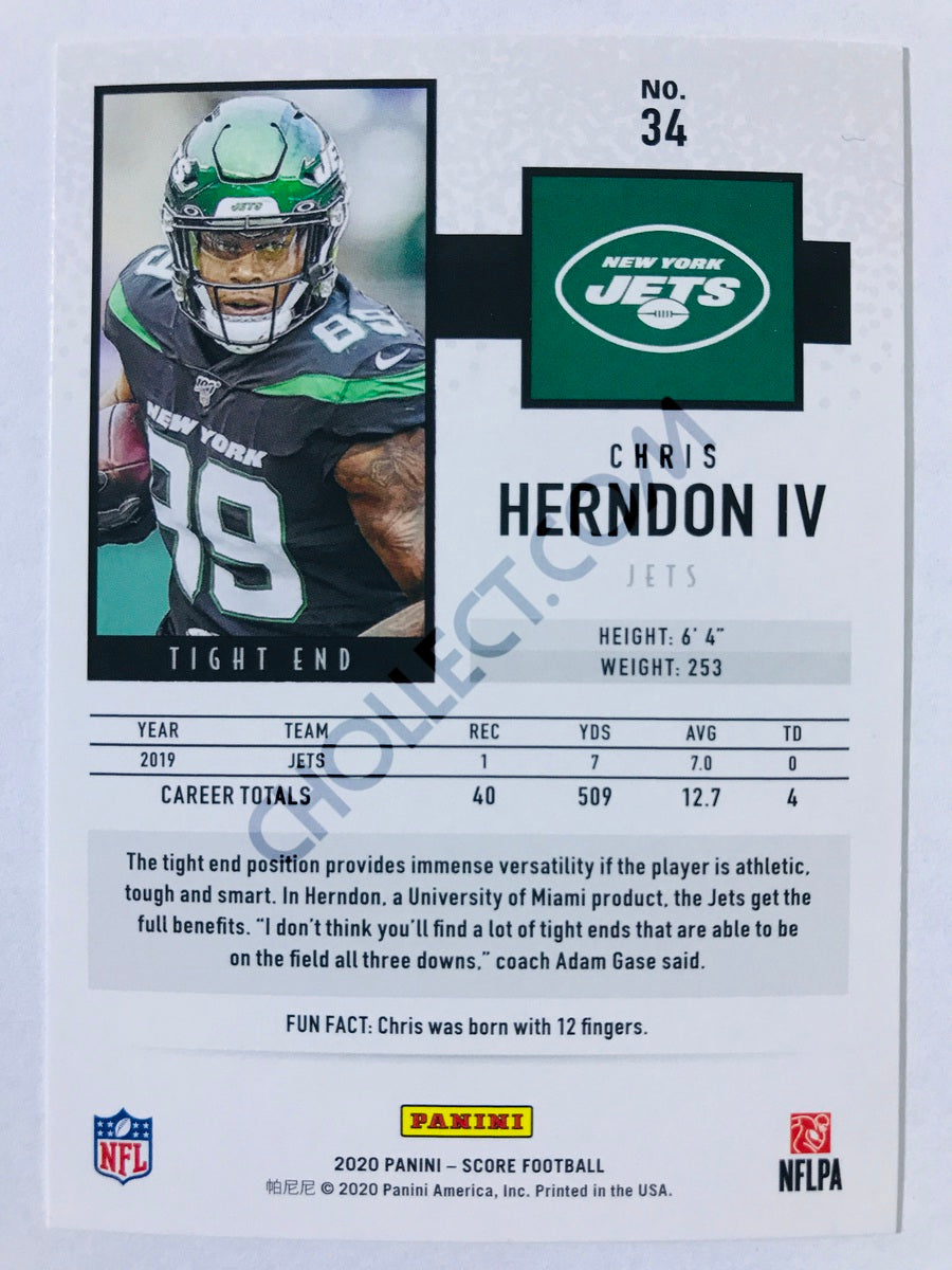 Chris Herndon IV - New York Jets 2020 Panini Score #34