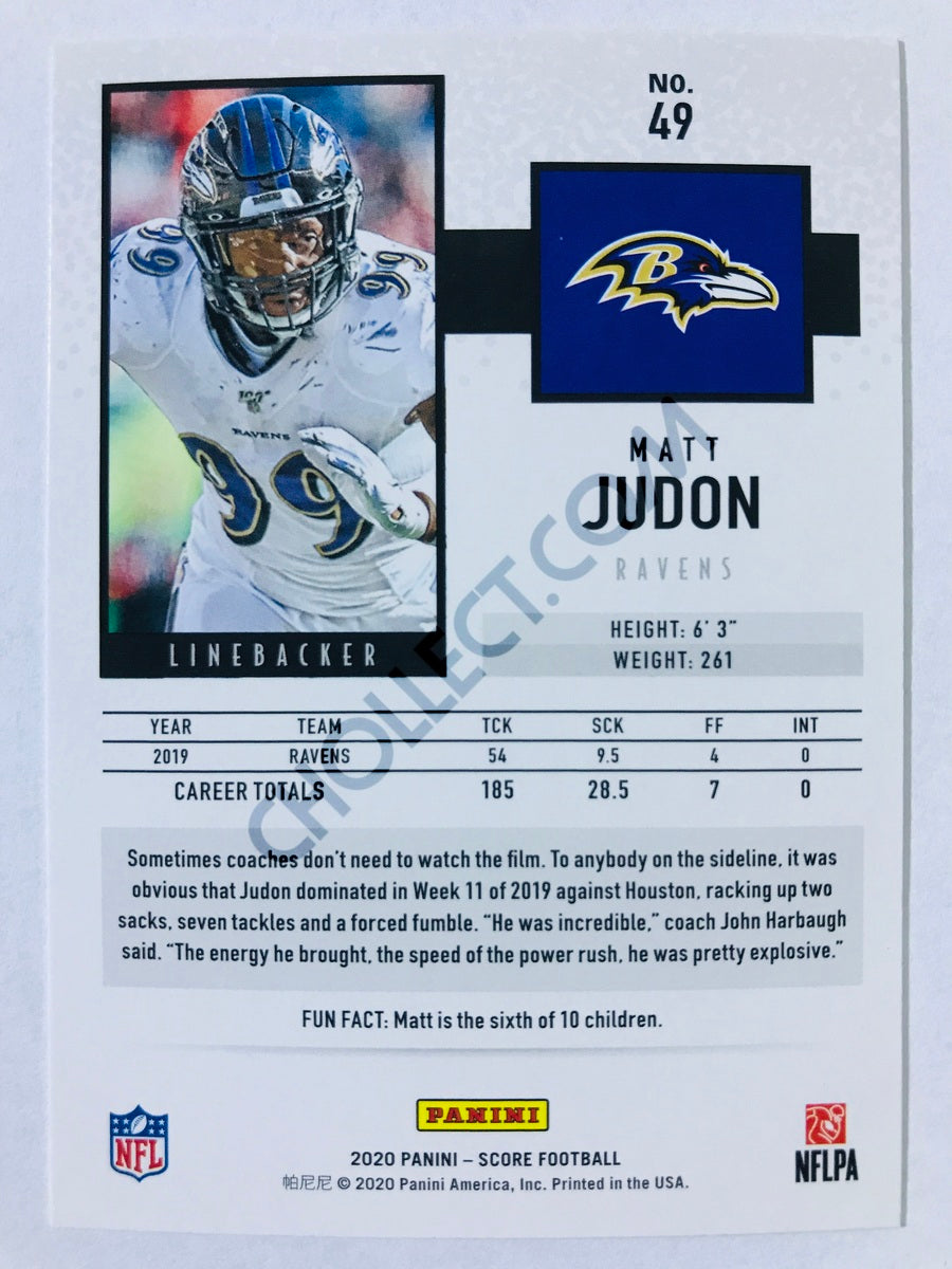 Matt Judon - Baltimore Ravens 2020 Panini Score #49