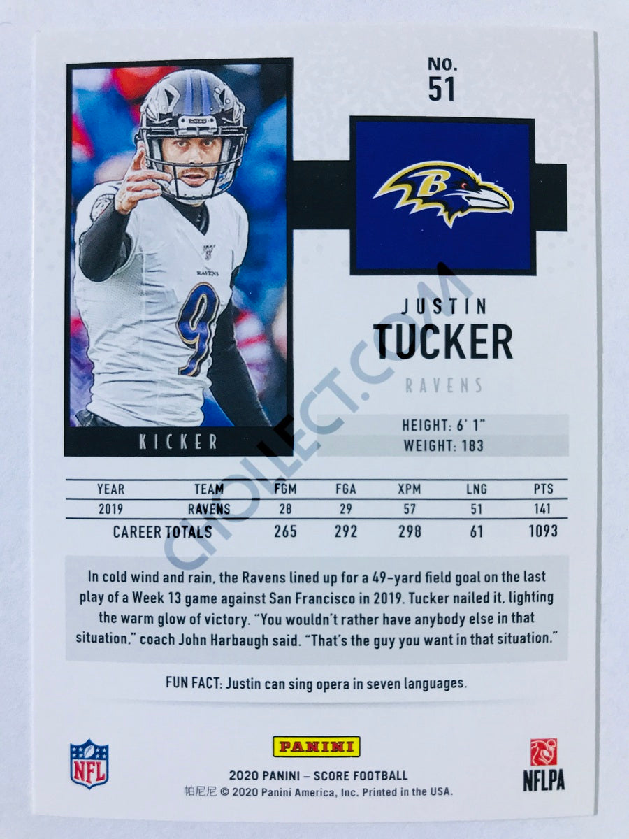 Justin Tucker - Baltimore Ravens 2020 Panini Score #51