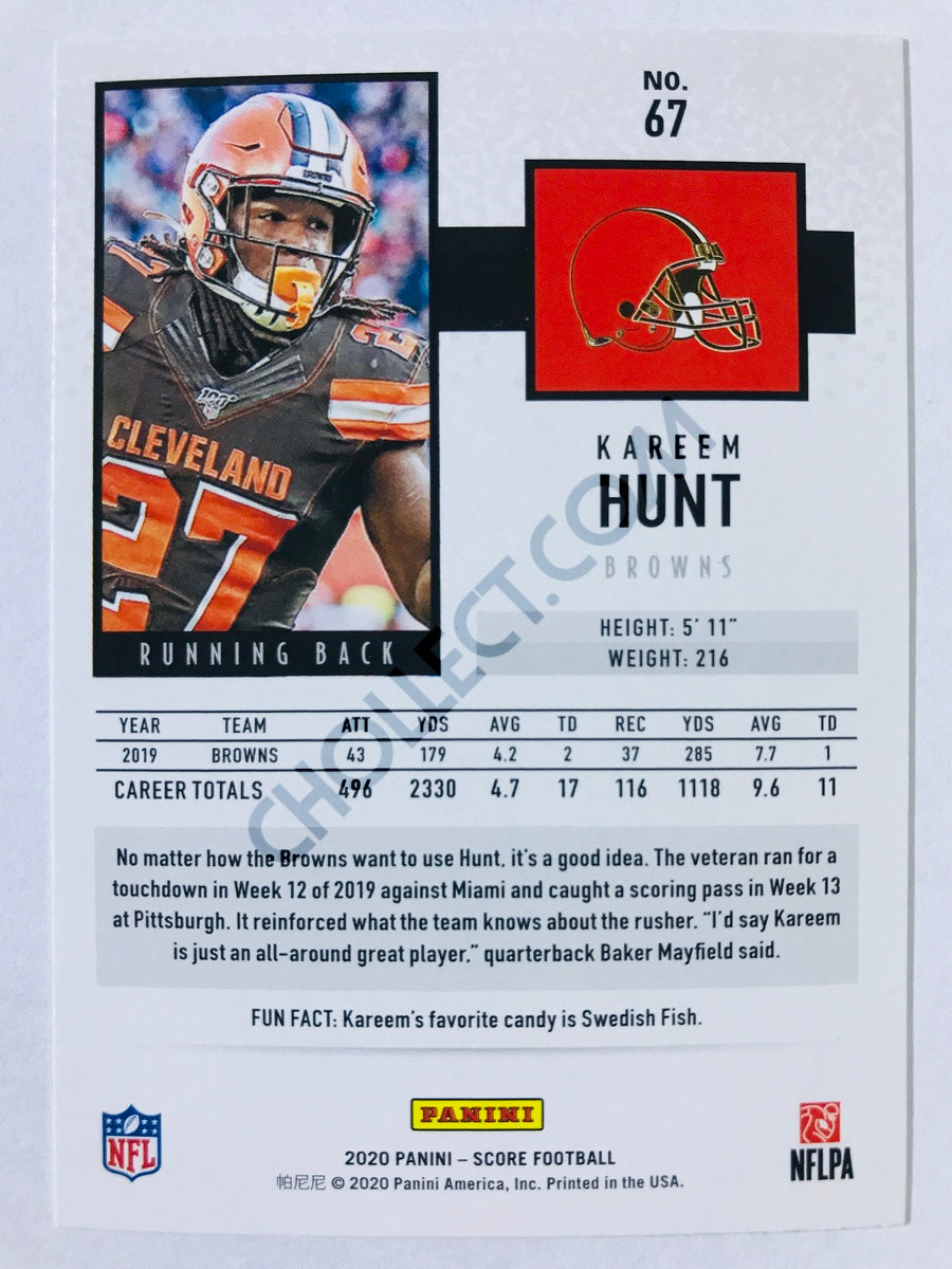 Kareem Hunt - Cleveland Browns 2020 Panini Score #67