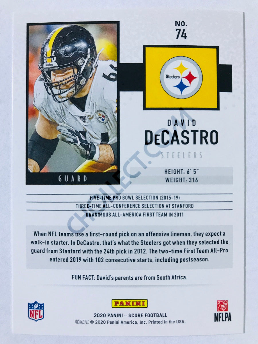 David DeCastro - Pittsburgh Steelers 2020 Panini Score #74