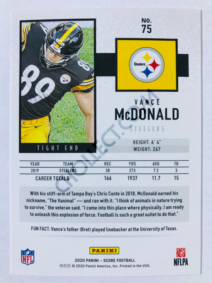 Vance McDonald - Pittsburgh Steelers 2020 Panini Score #75