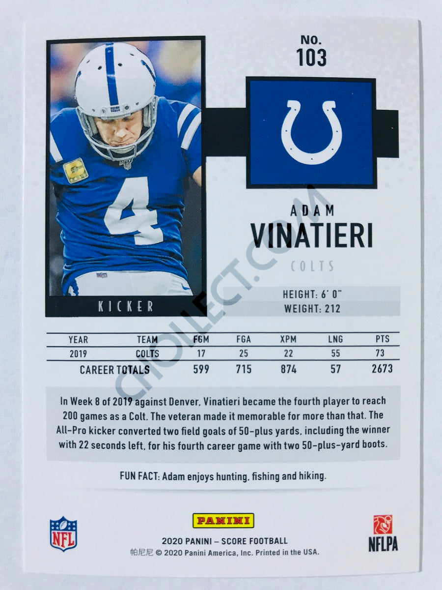 Adam Vinatieri - Indianapolis Colts 2020 Panini Score #103