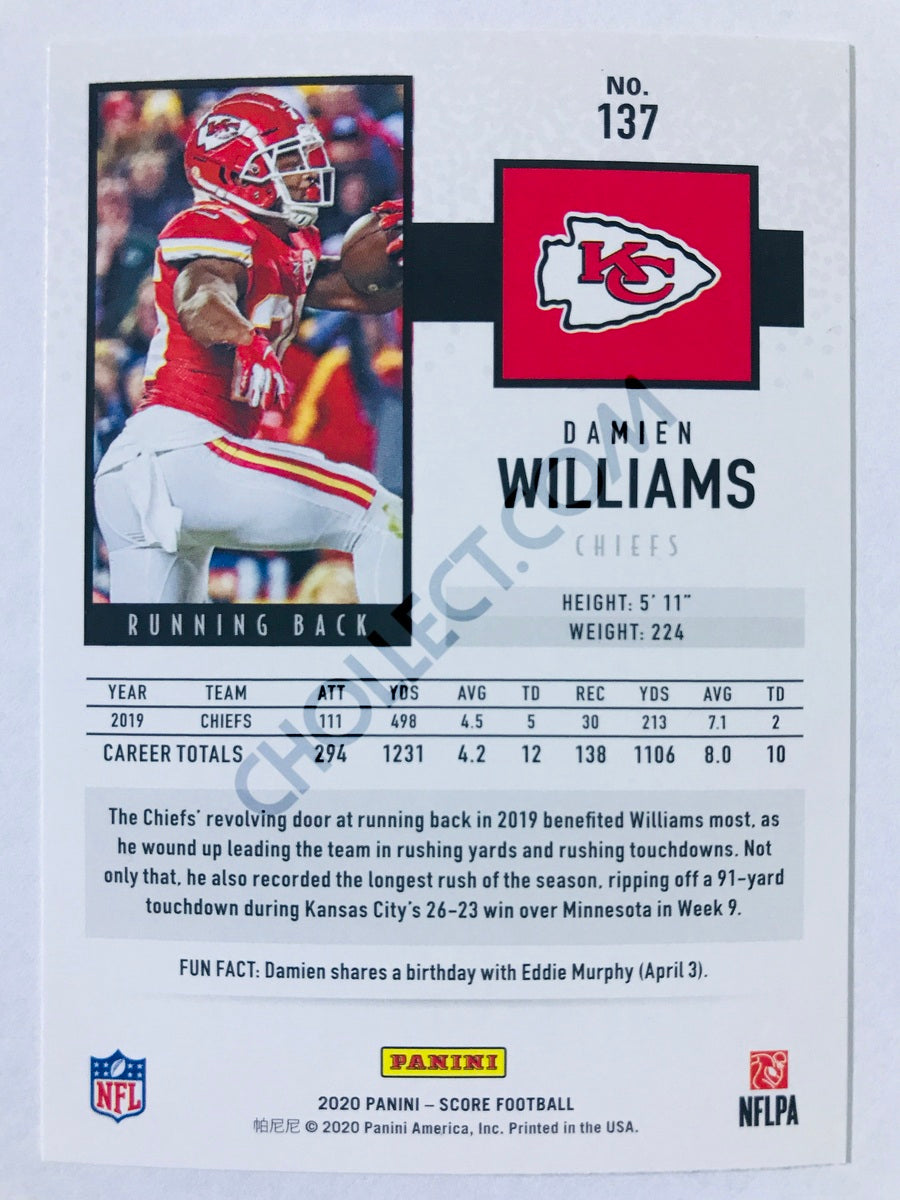 Damien Williams - Kansas City Chiefs 2020 Panini Score #137