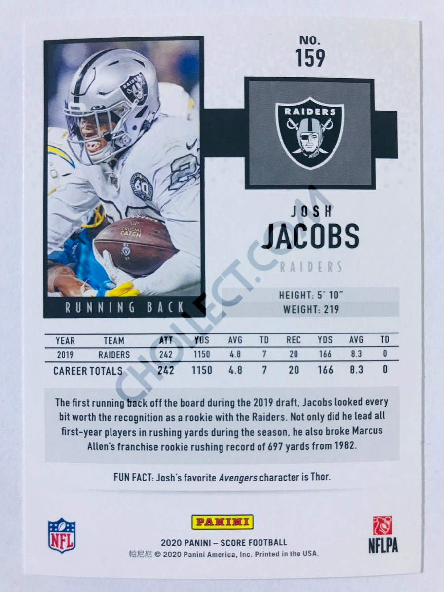 Josh Jacobs - Las Vegas Raiders 2020 Panini Score #159