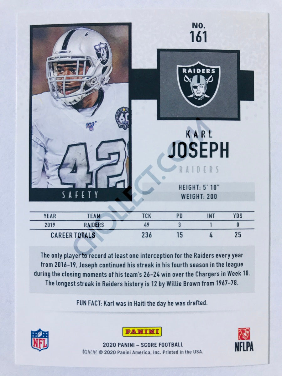 Karl Joseph - Las Vegas Raiders 2020 Panini Score #161