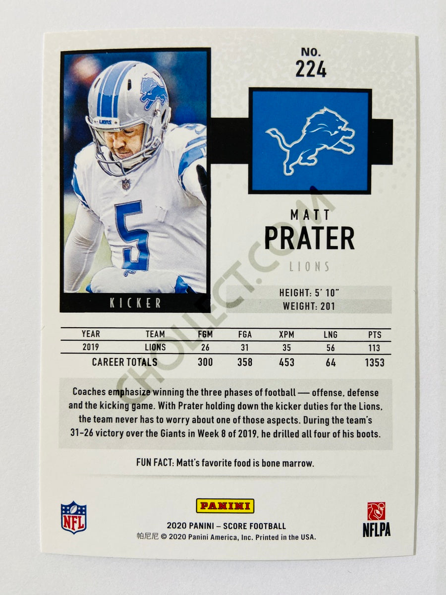 Matt Prater - Detroit Lions 2020 Panini Score #224