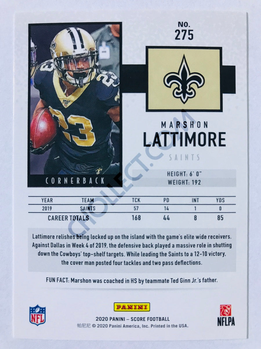 Marshon Lattimore - New Orleans Saints 2020 Panini Score #275