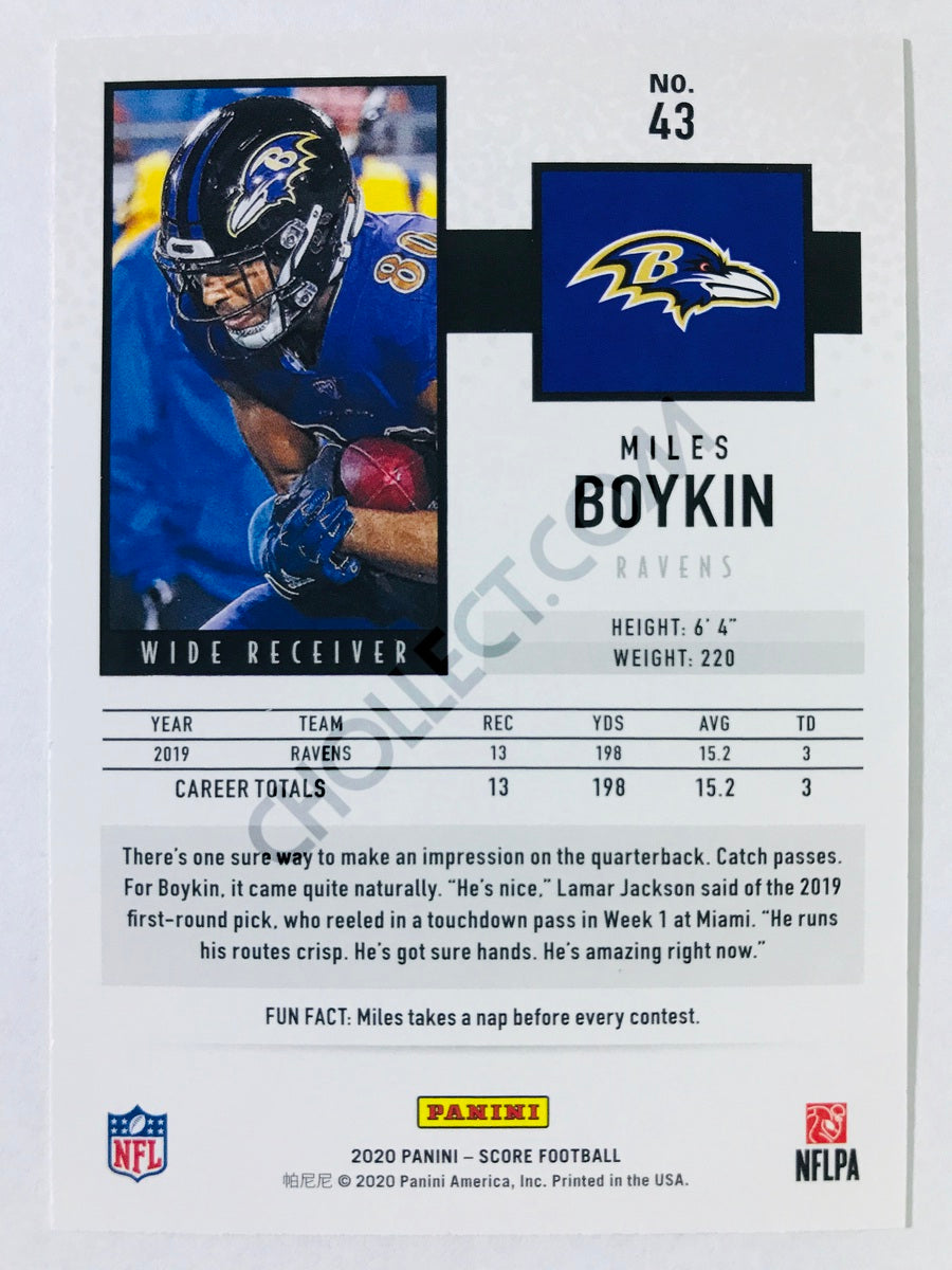 Miles Boykin - Baltimore Ravens 2020 Panini Score Gold Zone Parallel #43 | 45/50