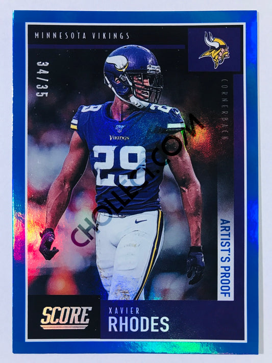 Xavier Rhodes - Minnesota Vikings 2020 Panini Score Artist's Proof Parallel #246 | 34/35