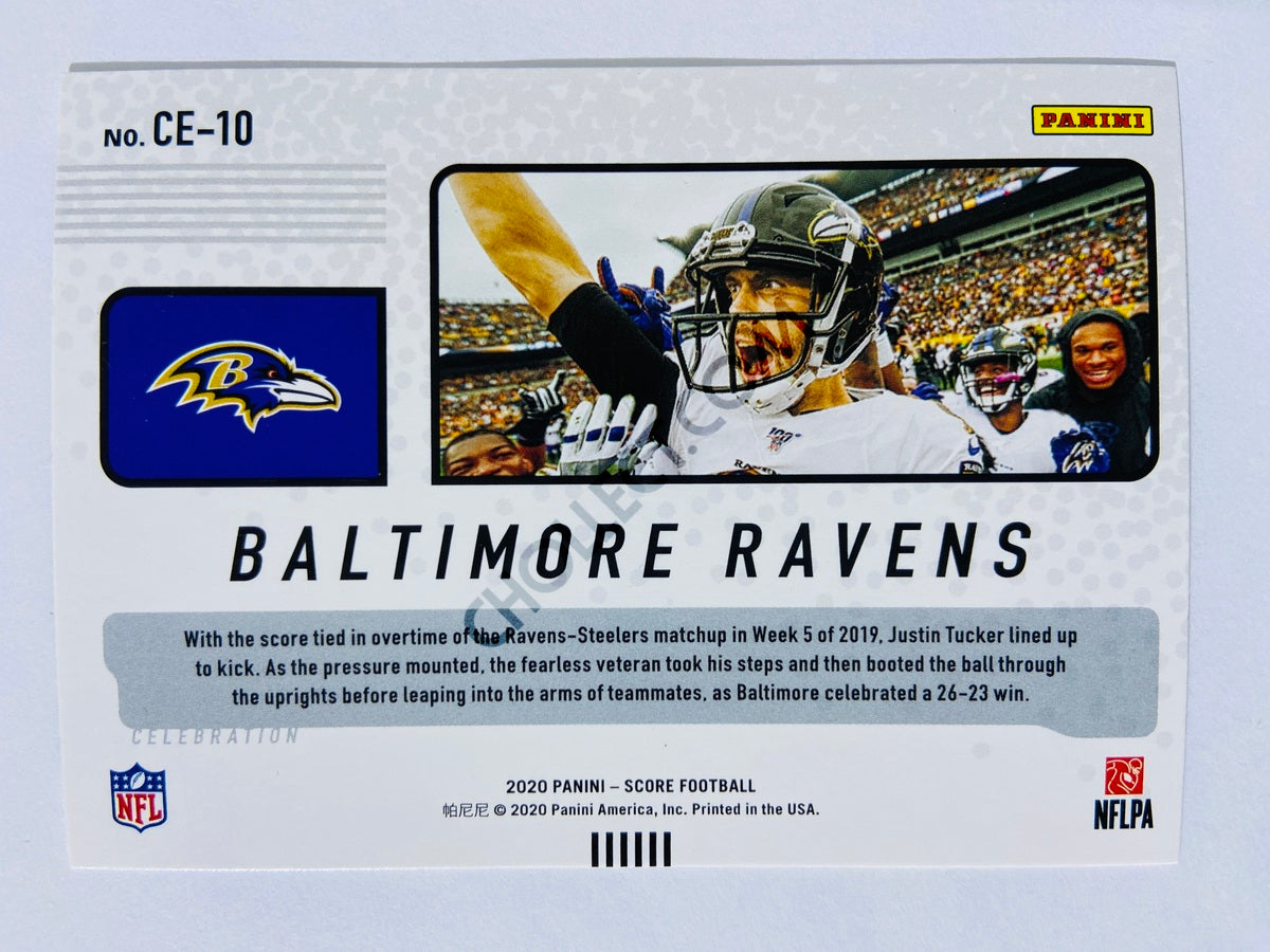 Justin Tucker - Baltimore Ravens 2020 Panini Score Celebration Insert #CE-10