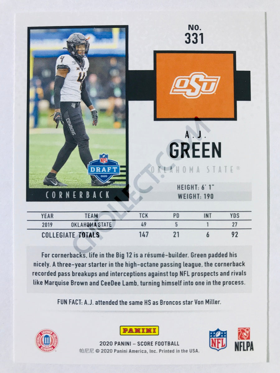 A.J. Green - Oklahoma State Cowboys 2020 Panini Score RC Rookie #331