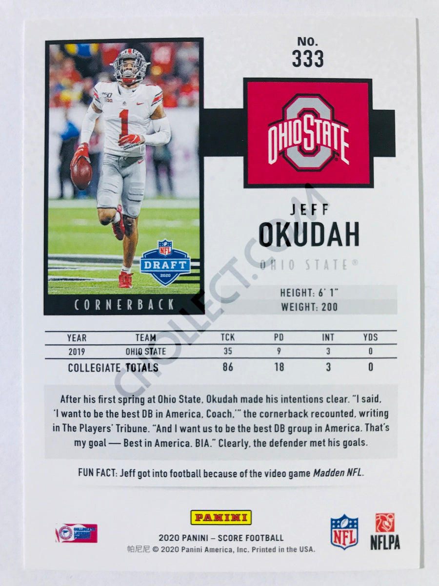 Jeff Okudah - Ohio State Buckeyes 2020 Panini Score RC Rookie #333