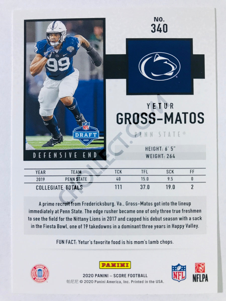 Yetur Gross-Matos - Penn State Nittany Lions 2020 Panini Score RC Rookie #340