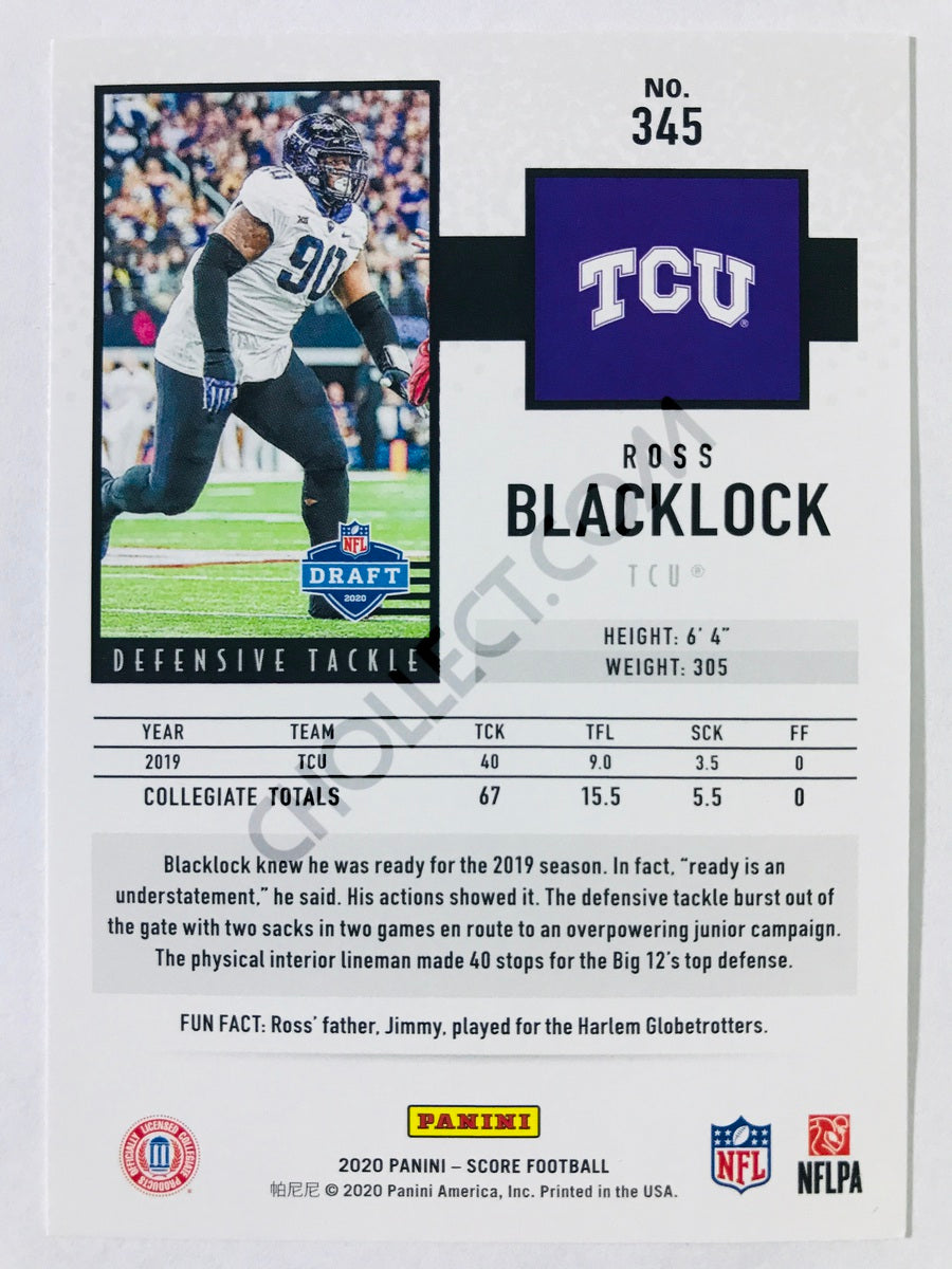 Ross Blacklock - TCU Horned Frogs 2020 Panini Score RC Rookie #345