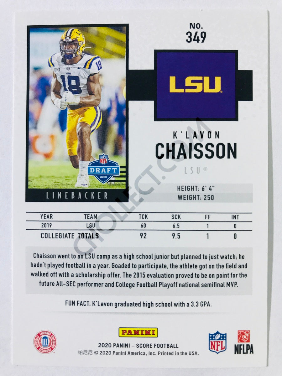 K'Lavon Chaisson - LSU Tigers 2020 Panini Score RC Rookie #349