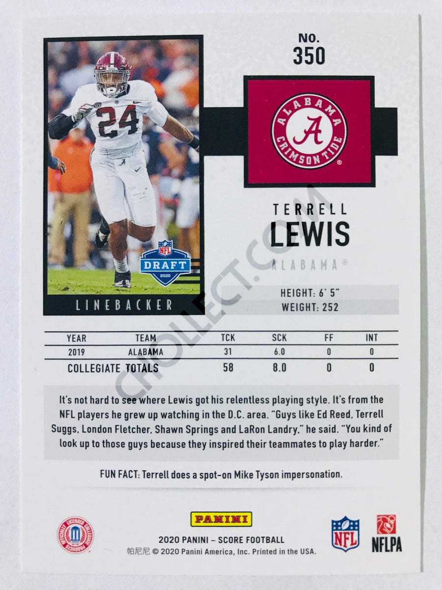 Terrell Lewis - Alabama Crimson Tide 2020 Panini Score RC Rookie #350