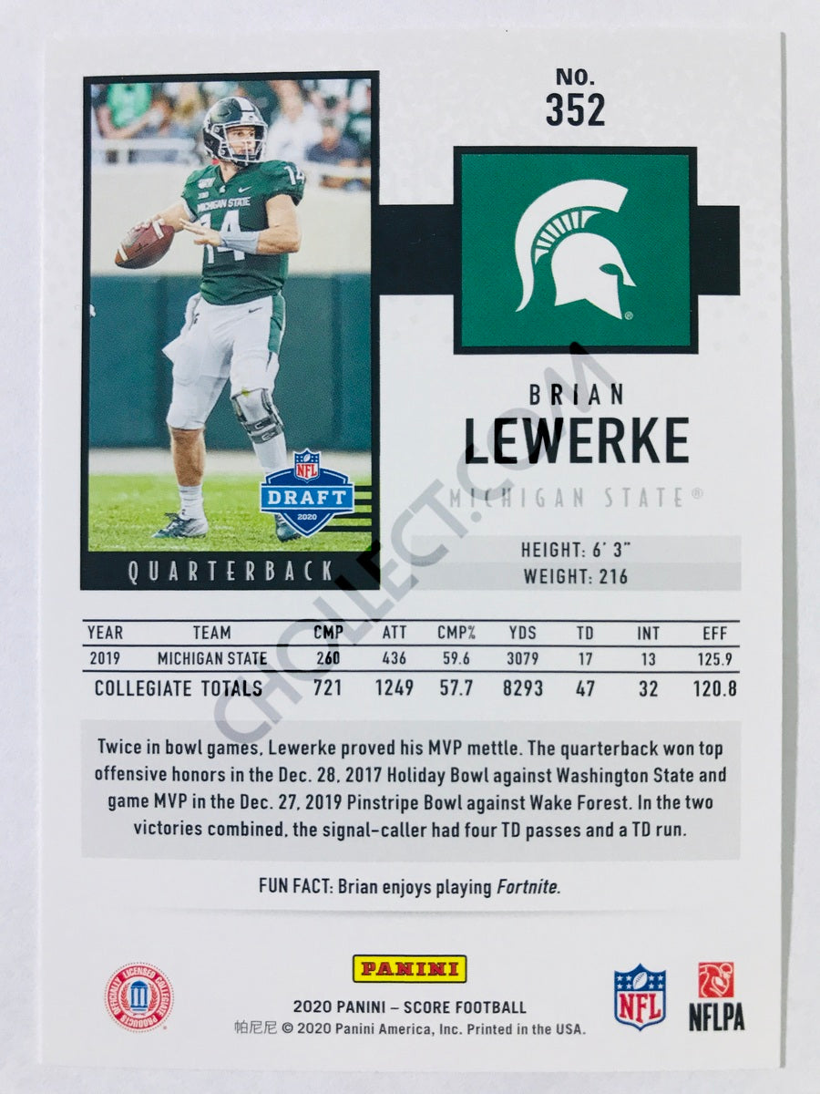 Brian Lewerke - Michigan State Spartans 2020 Panini Score RC Rookie #352