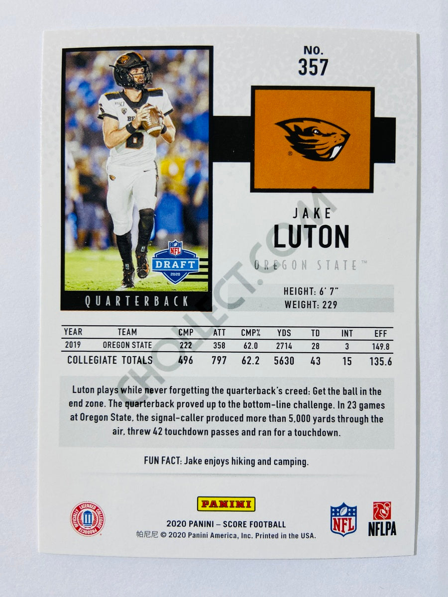 Jake Luton - Oregon State Beavers 2020 Panini Score RC Rookie #357