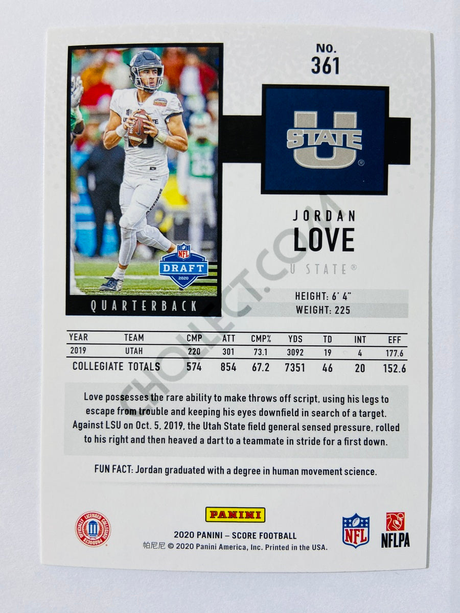 Jordan Love - Utah State Aggies 2020 Panini Score RC Rookie #361