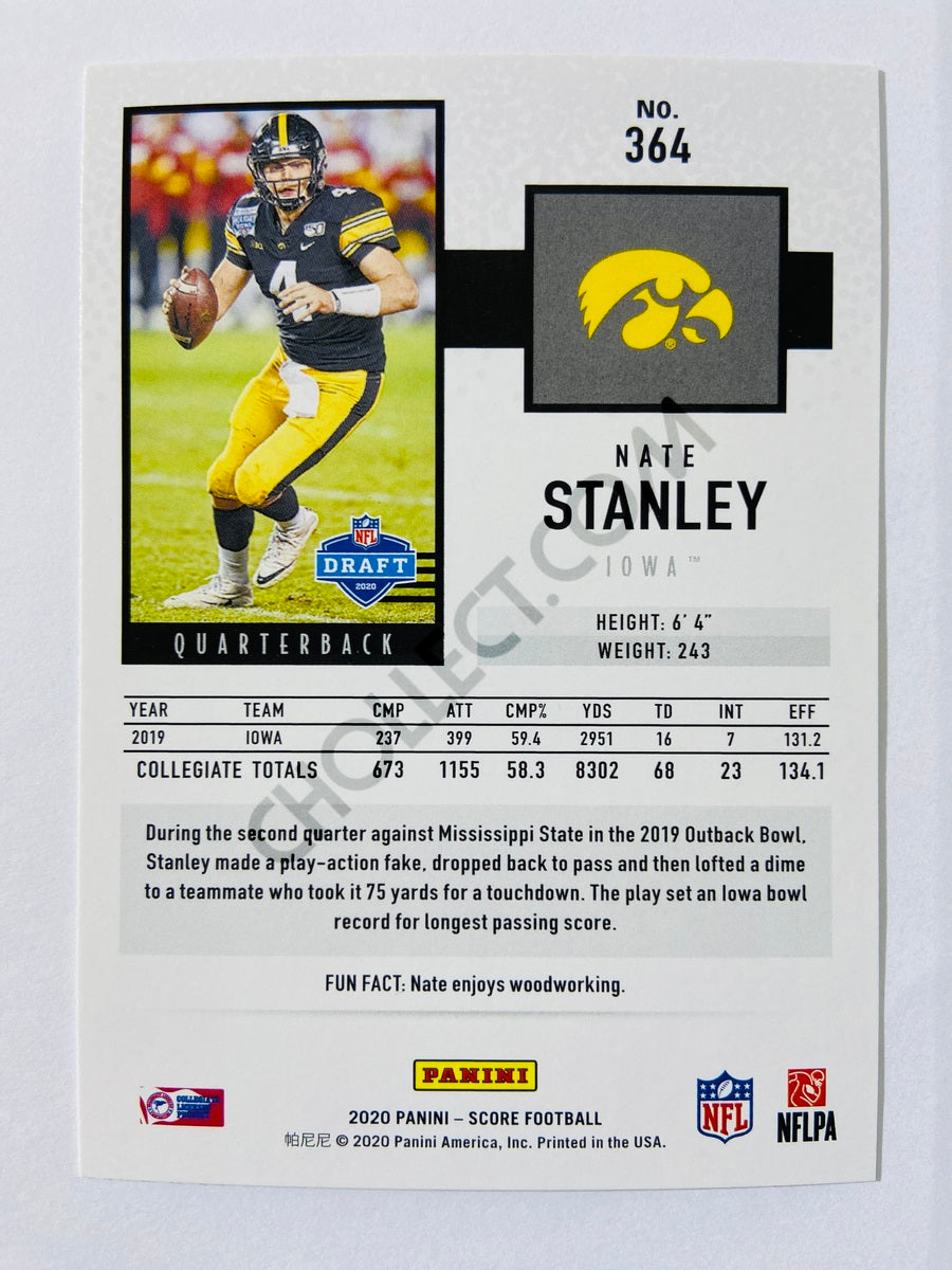 Nate Stanley - Iowa Hawkeyes 2020 Panini Score RC Rookie #364