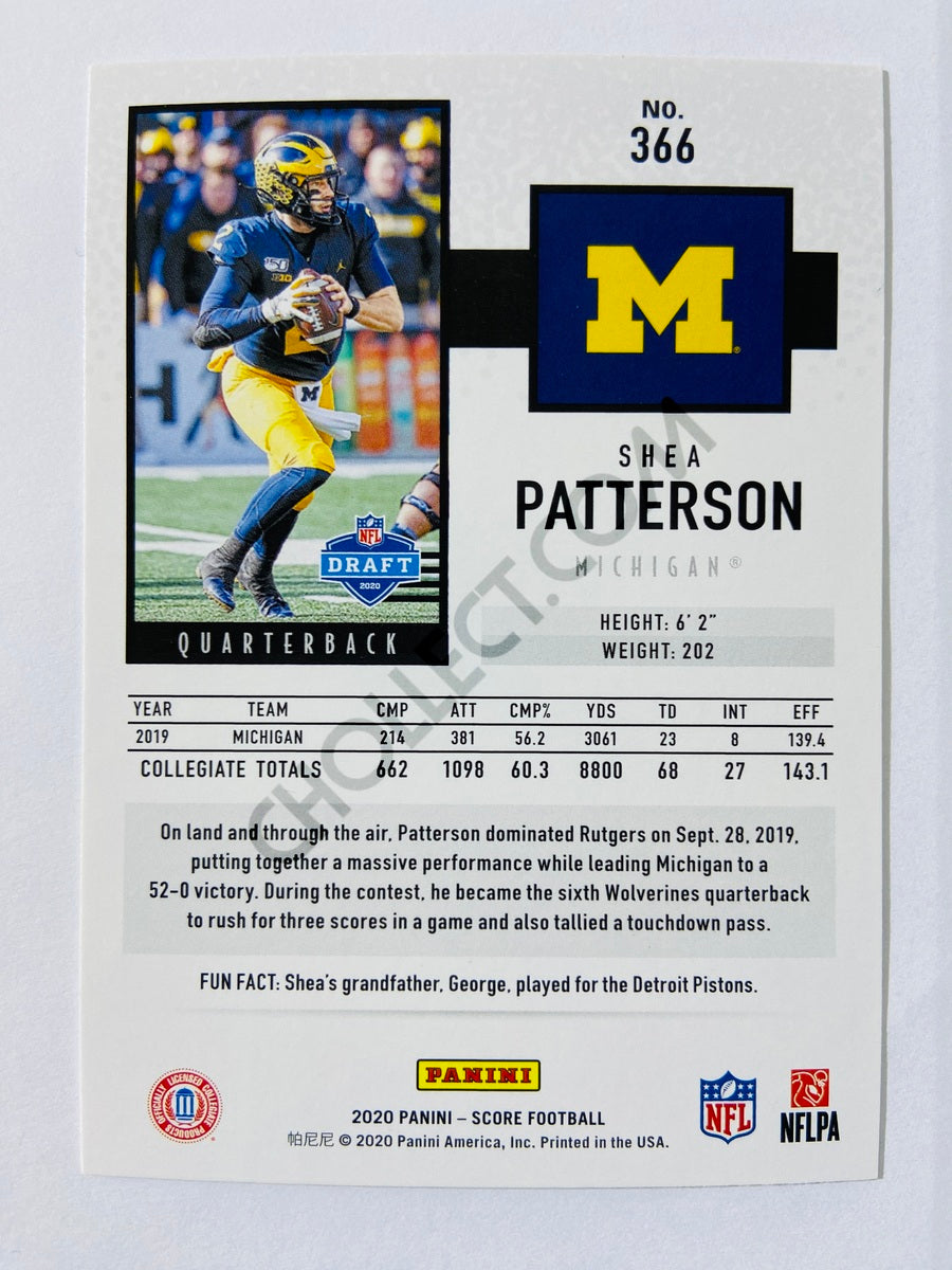 Shea Patterson - Michigan Wolverines 2020 Panini Score RC Rookie #366