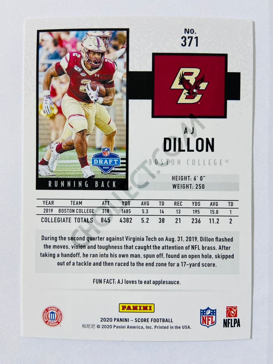 AJ Dillon - Boston College Eagles 2020 Panini Score RC Rookie #371