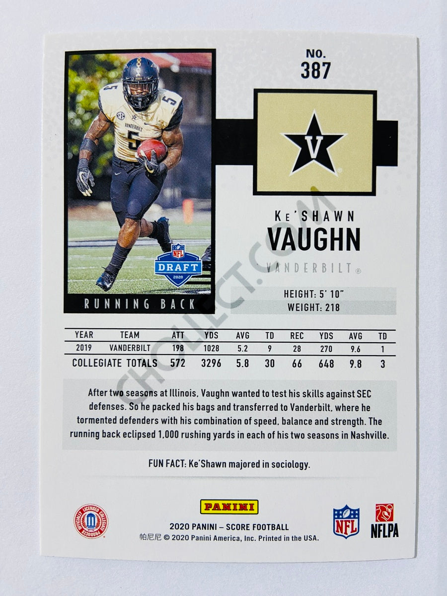 Ke'Shawn Vaughn - Vanderbilt Commodores 2020 Panini Score RC Rookie #387