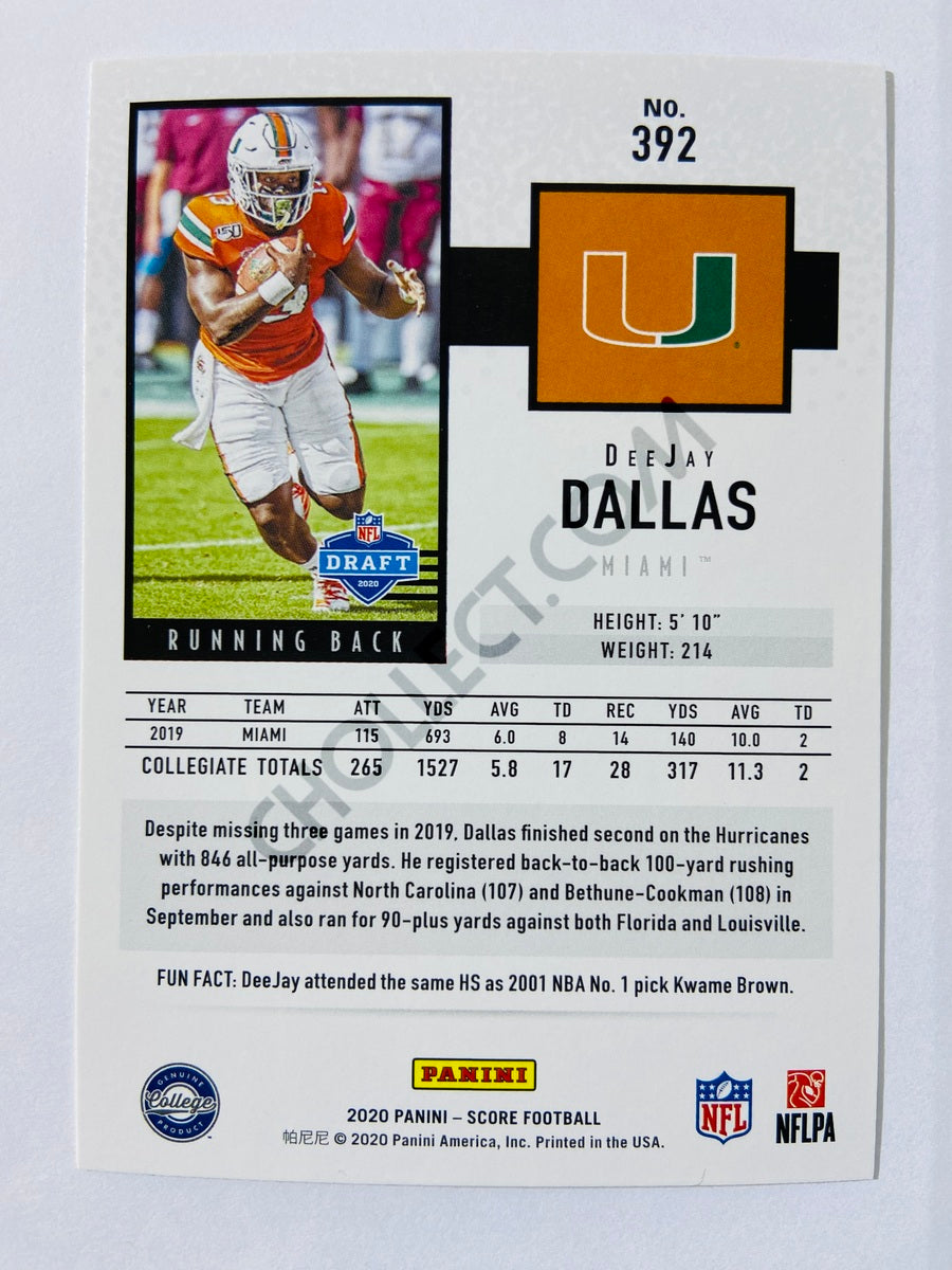 DeeJay Dallas - Miami Hurricanes 2020 Panini Score RC Rookie #392