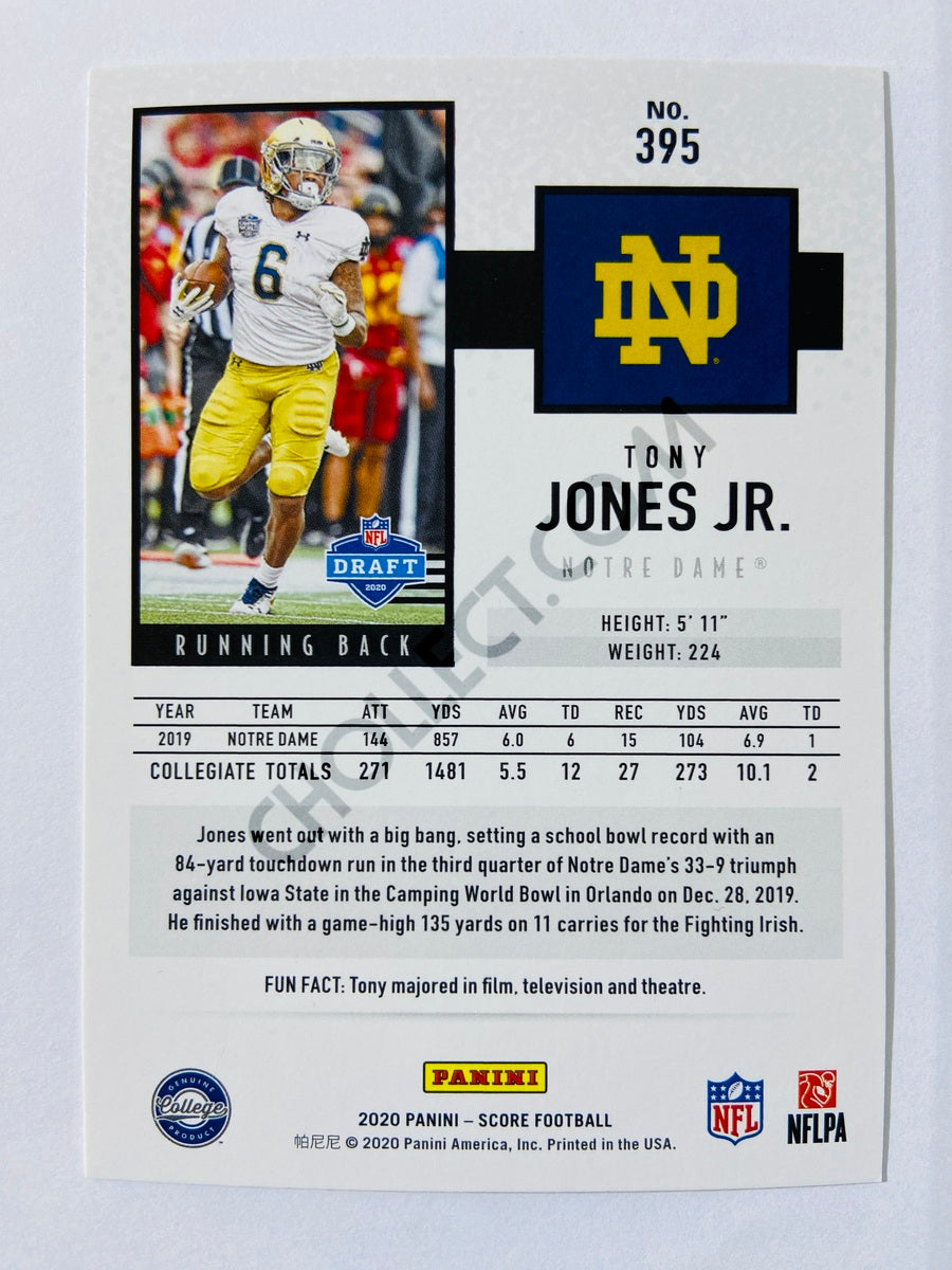 Tony Jones Jr. - Notre Dame Fighting Irish 2020 Panini Score RC Rookie #395