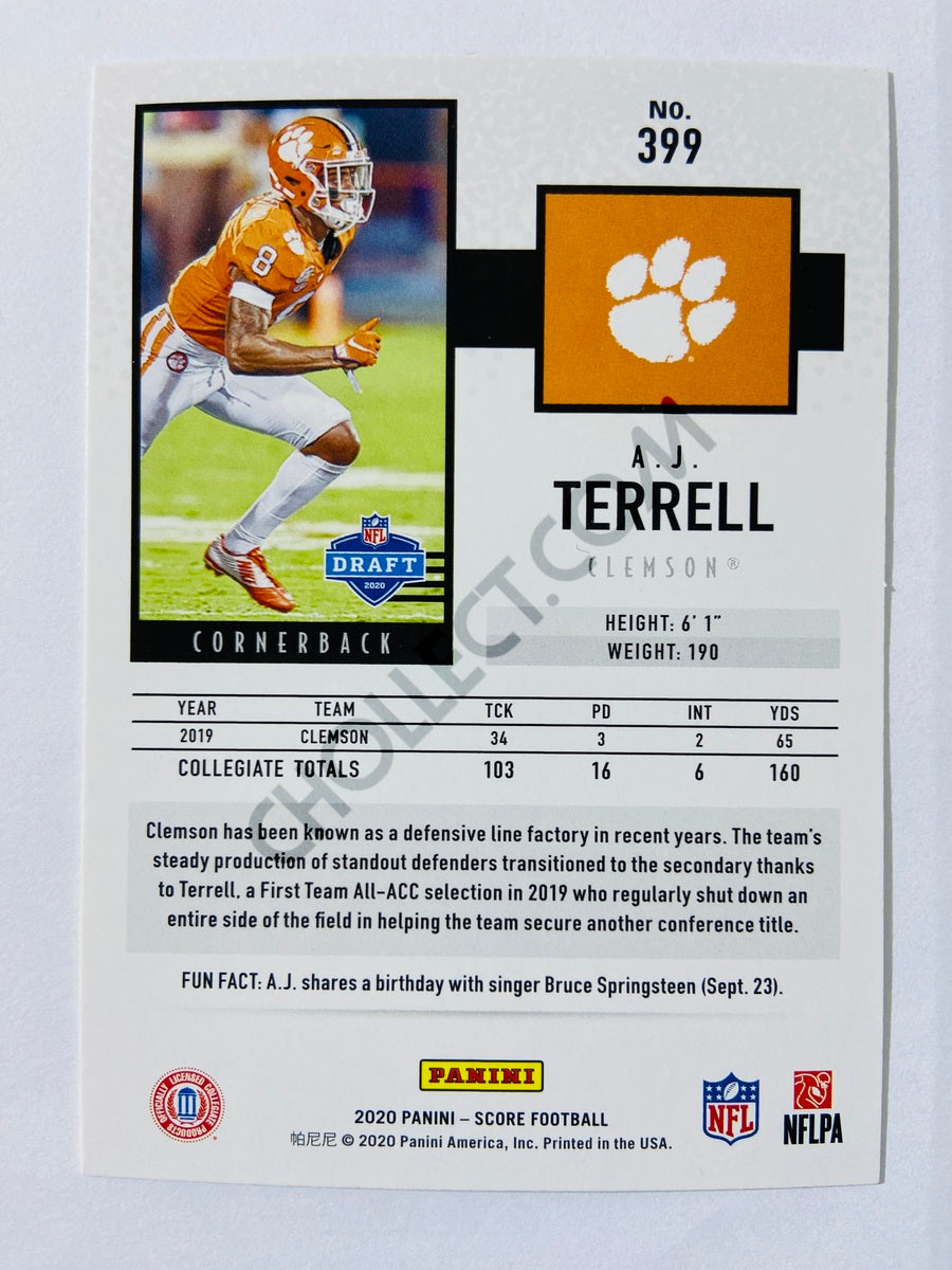 A.J. Terrell - Clemson Tigers 2020 Panini Score RC Rookie #399