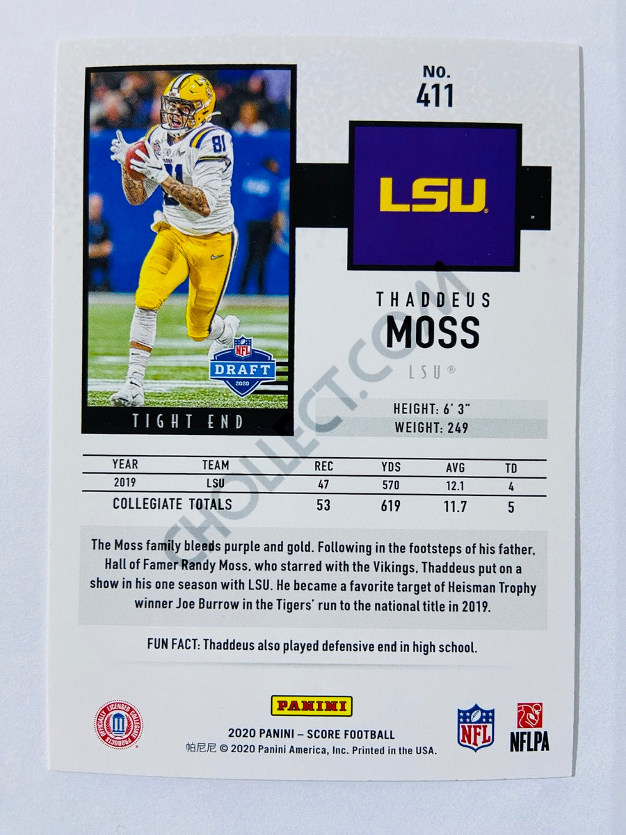 Thaddeus Moss - LSU Tigers 2020 Panini Score RC Rookie #411