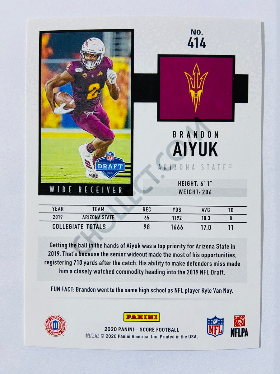 Brandon Aiyuk - Arizona State Sun Devils 2020 Panini Score RC Rookie #414