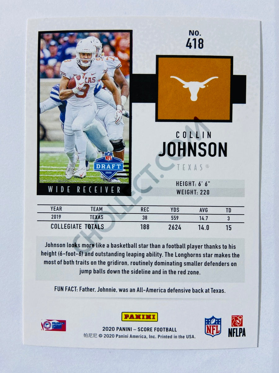 Collin Johnson - Texas Longhorns 2020 Panini Score RC Rookie #418