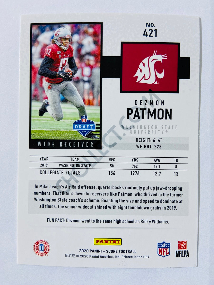 Dezmon Patmon - Washington State Cougars 2020 Panini Score RC Rookie #421