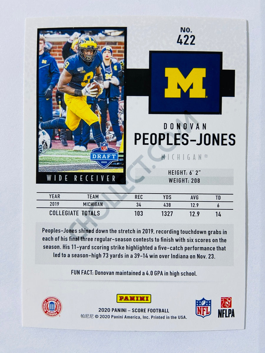 Donovan Peoples-Jones - Michigan Wolverines 2020 Panini Score RC Rookie #422