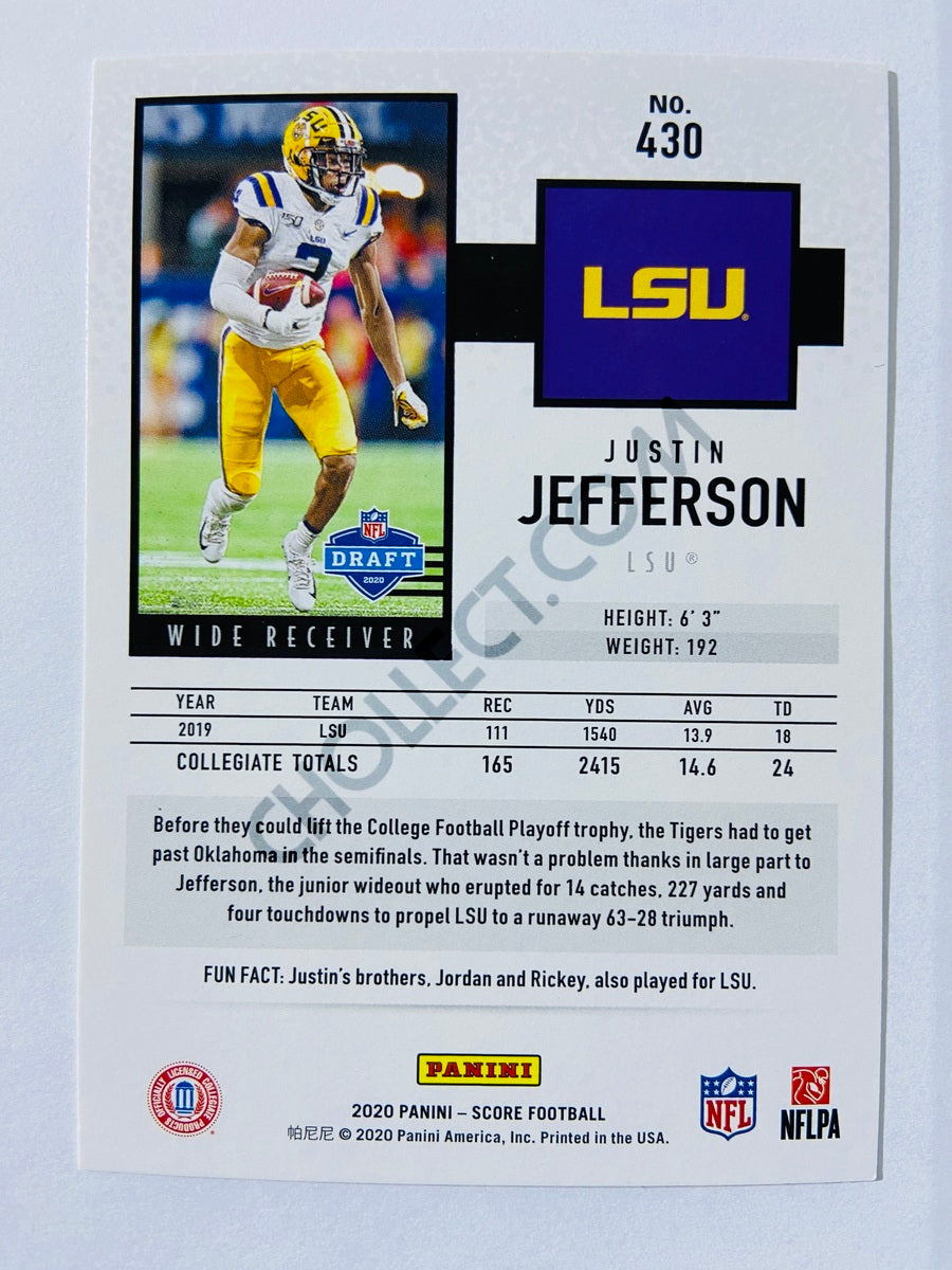 Justin Jefferson - LSU Tigers 2020 Panini Score RC Rookie #430