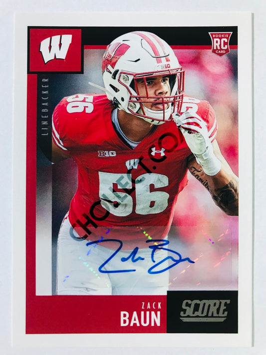 Zack Baun - Wisconsin Badgers 2020 Panini Score Rookies Signatures #365