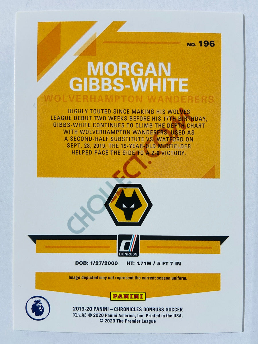 Morgan Gibbs-White - Wolverhampton Wanderers 2019-20 Panini Chronicles Donruss Rated Rookie #196